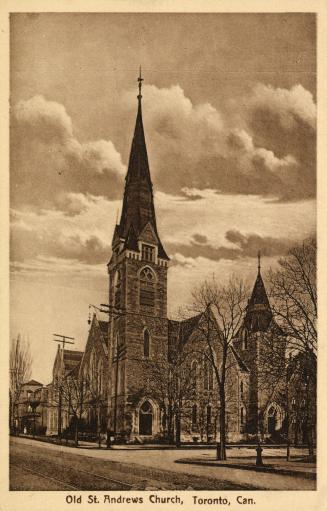 Sepia toned photograph of church in the gothic style.