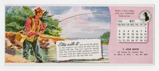 Image of a man fishing in a lake. 