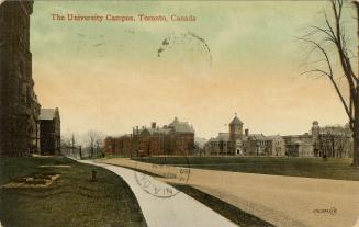Colour postcard depicting an illustration of University College at the University of Toronto ca ...