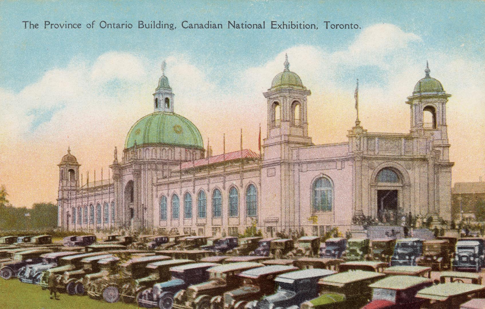 Colorized photograph of a large domed building with towers.