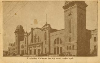 Sepia toned photograph of large public building of the restrained Beaux Arts design.