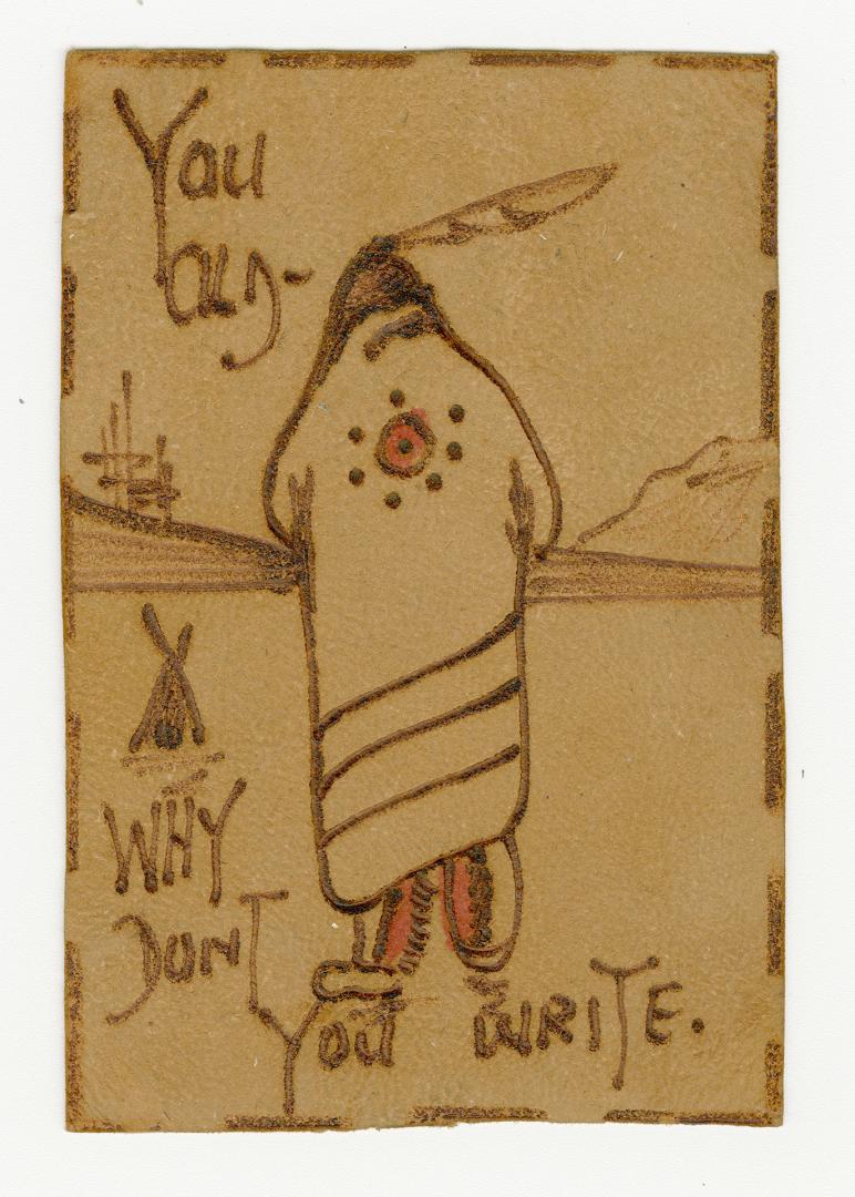 Picture shows the back of an indigenous man wearing a blanket around his shoulders and a feathe…