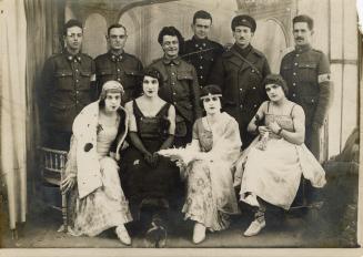 Black and white photograph of members of the 9th Canadian Field Ambulance Comedy Corps and The  ...