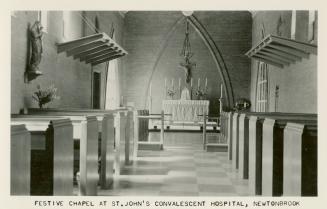 Black and white photograph of a church interior.