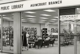 Picture of front of library branch inside a mall. 