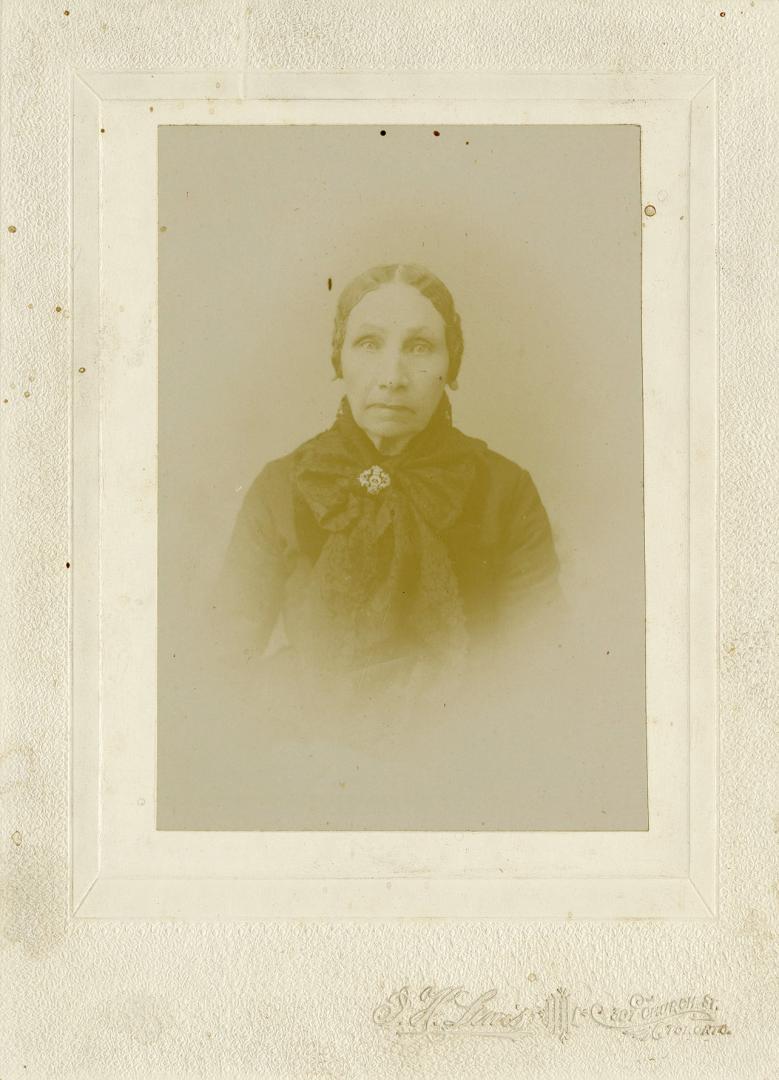 Black and white photograph of Amelia Etta (Abbott) Watkins