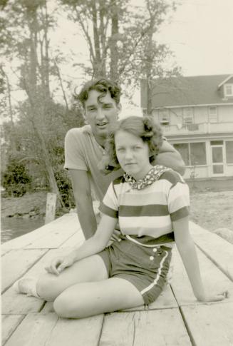 Black and white photograph of Robert "Bob" Abbott with girlfriend