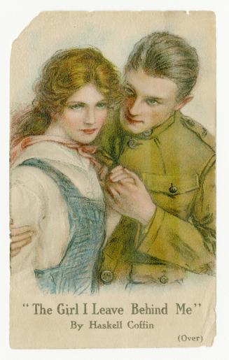 Advertising card for the 1918 Swift's Premium Calendar depicting a uniformed man and woman (pol ...