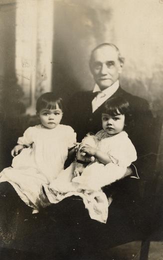 Black and white photograph of Charles Abbott Stevenson and Anna Irene Stevenson with grandfathe ...