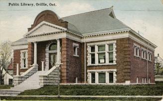 Picture of one storey brink library building. 