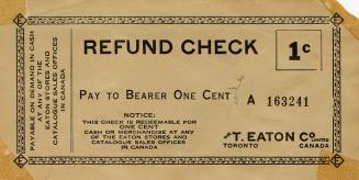 Refund check pay to bearer one cent