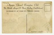 Black and white photo postcard depicting six interior views of the bowling alley at 20 Edward S…
