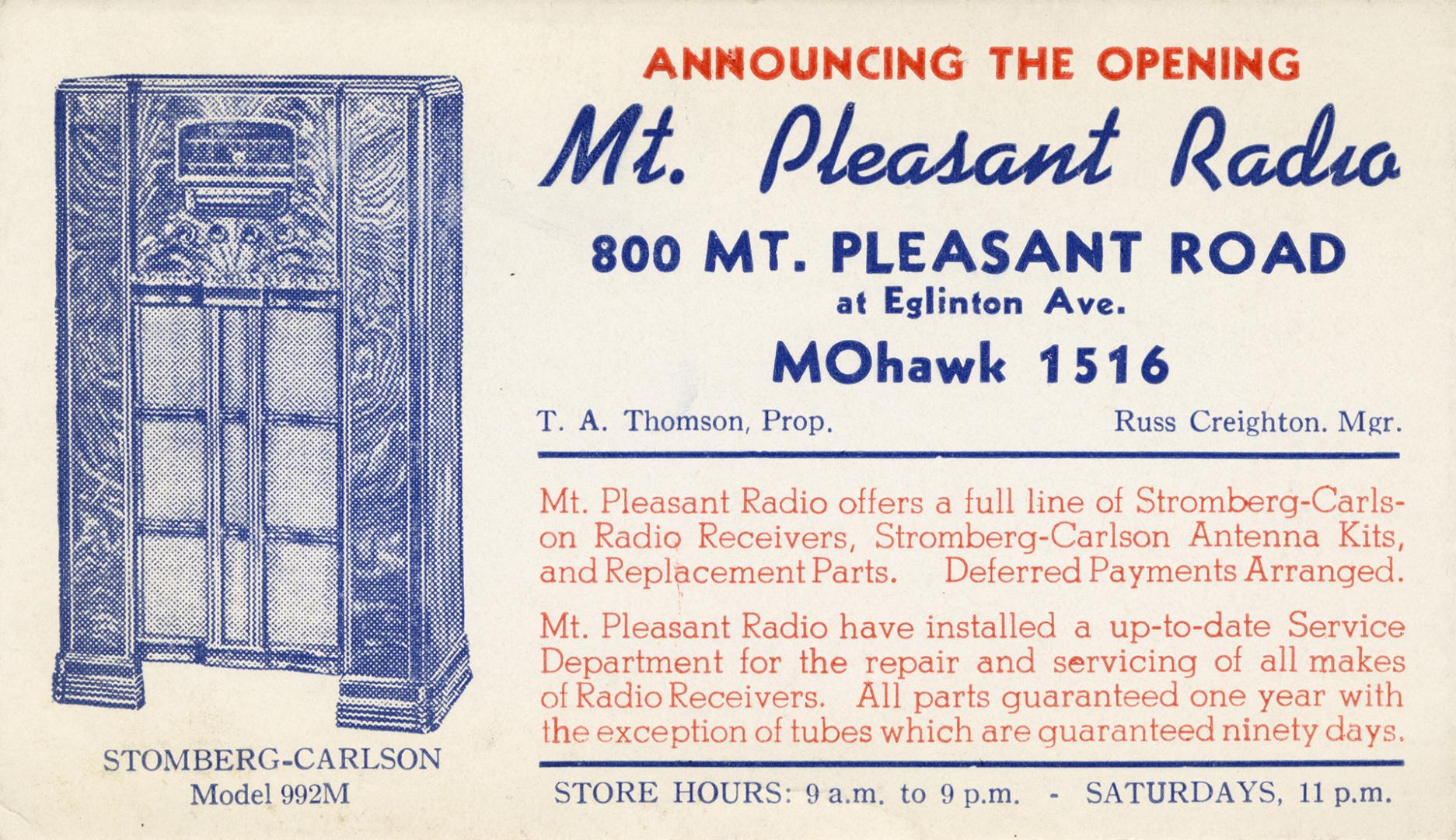 Image of a circa 1940s radio cabinet (Stomberg-Carlson model #992M)