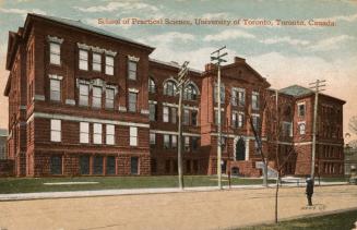 Colour postcard depicting the exterior frontage of a building, looking east at the building fro ...