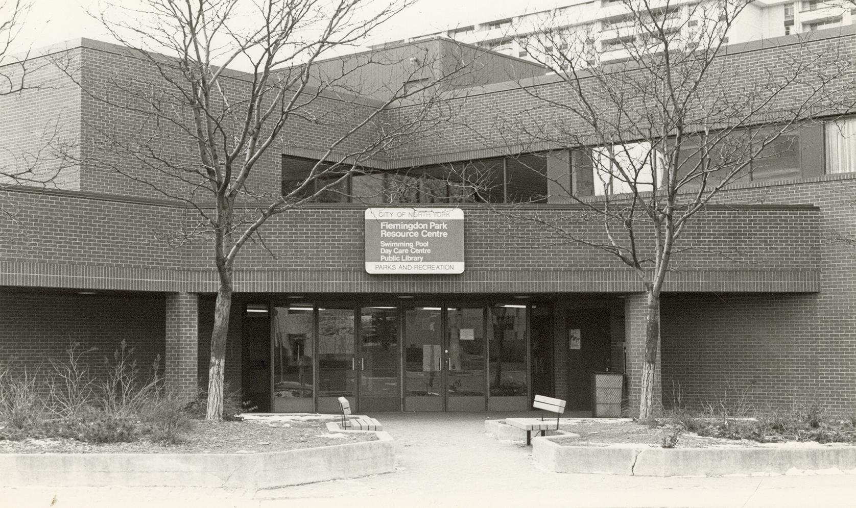 Picture of brick community centre with library. 