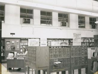 Picture of a card catalogues in a library.