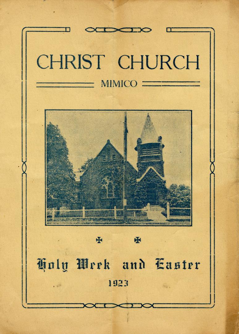 Christ Church Mimico Holy Week and Easter 1923