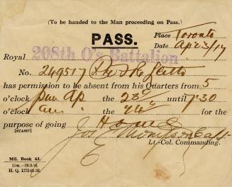 Military pass for leave of absence