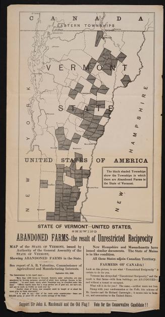 State of Vermont, United States shewing abandoned farms, the result of unrestricted reciprocity 