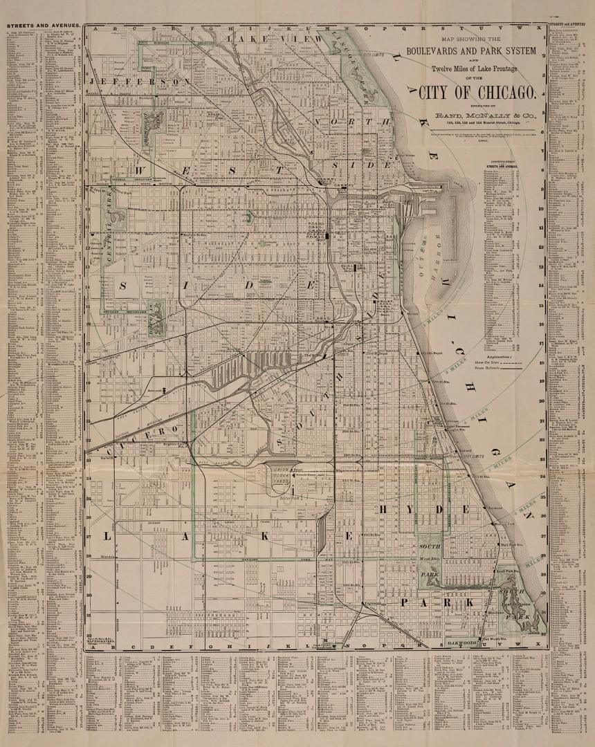 Map showing the boulevards and park system and twelve miles of lake frontage of the City of Chicago