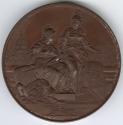 Bronze medal.(reverse) To the right stands a figure emblematic of the city of London, with a sh ...