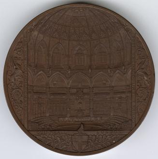 Bronze medal, die struck.(obverse) Interior of the Council chamber; to left and right, supporte…