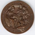 Bronze medal, die struck.(reverse) Britannia right facing with shield and trident, lion at her  ...