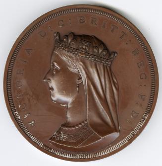 Bronze medal, die struck.(obverse) Queen Victoria crowned and veiled, left facing. Inscribed: " ...