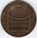 Bronze medal.(reverse) Interior of coal exchange on either side of which is Italian foliated wo ...