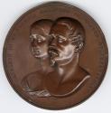 Bronze medal. Die struck.(obverse) NAPOLEON III ET EUGENIA GALLORUM IMPERATOR ET IMPERATRIX. Su ...