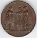 Bronze medal. Die struck.(reverse) CONCORDES SERVAT AMICITIA. LONDINI RECEPTI 19 APR. 1855. A g ...