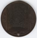 Bronze medal, die struck.(reverse) A view of the interior of the Guildhall with the shield of a ...