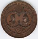 Bronze medal.(obverse) Busts crowned and draped of Richard I 1180 and Victoria 1889, facing tow ...