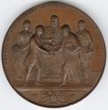 Bronze medal.(reverse) Albert moves to shake hands with a robed figure, the Lord Mayor Sir Robe ...