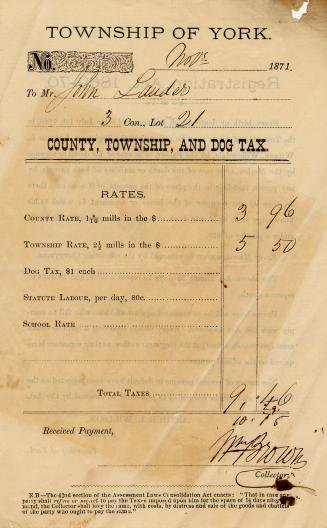 Receipt issued to John Lauder Esq. Part of Morris Norman donation of business papers, 2002. 