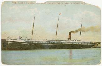 Colorized photograph of a large steamship on open water.