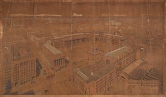 Architectural drawing of large square. 