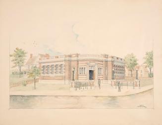 Architectural drawing of library building.