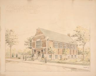 Architectural drawing of library building.