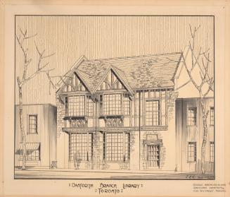 Architectural drawing of library building.