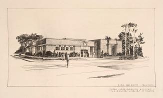 Architectural drawing of library building.