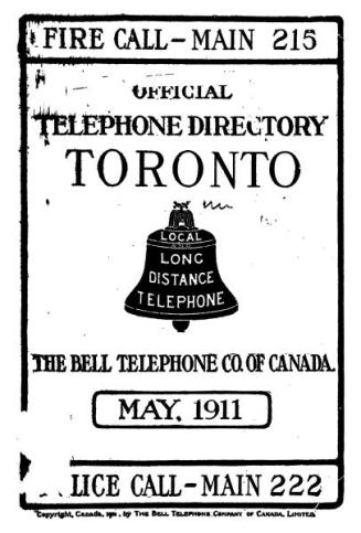 Official telephone directory Toronto, May 1911
