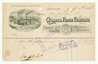 Bought of The Canada Paper Company. Paper Makers and Wholesale Stationers.