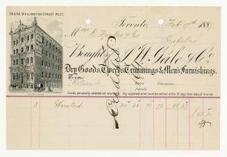 Bought of J.W. Gale & Co., Dry Goods, Tweeds, Trimmings & Men’s Furnishings.