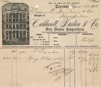 Bought of Caldecott, Burton & Co. Dry Goods Importers