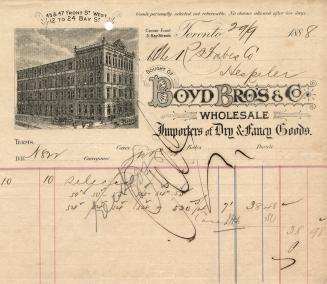 Bought of Boyd Bros & Co. Wholesale Importers of Dry & Fancy Goods.