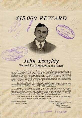 $15,000 Reward John Doughty wanted for kidnapping and theft