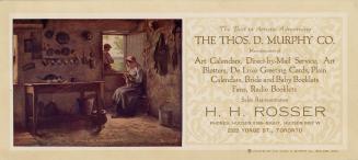 The best in artistic advertising the Thos. D. Murphy Co. manufacturers of art calendars, direct-by-mail service, art blotters, de luxe greeting cards, plain calendars, bride and baby booklets, fans, radio booklets, sales representative H.H. Rosser