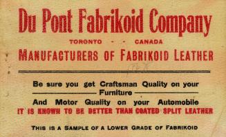 Du Pont Fabrikoid Company Toronto Canada manufacturers of Fabrikoid Leather