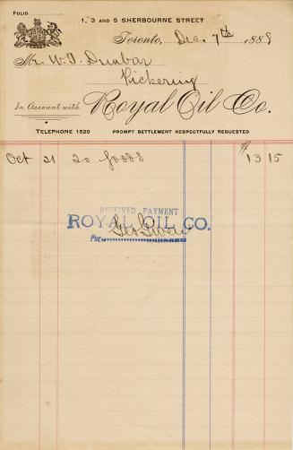 Receipt of customer John Lauder Esq. Part of Morris Norman donation of business papers, 2002. 